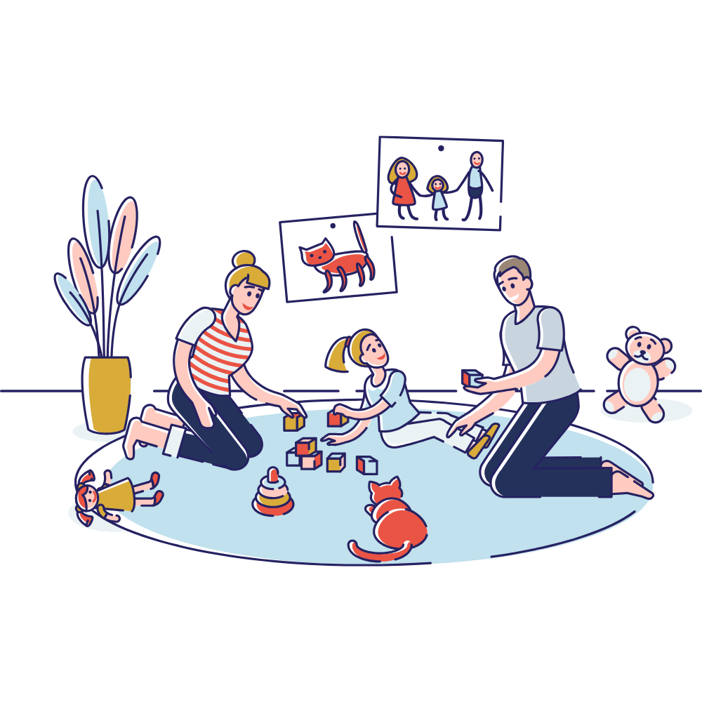 This image features healthy parents with their kids.