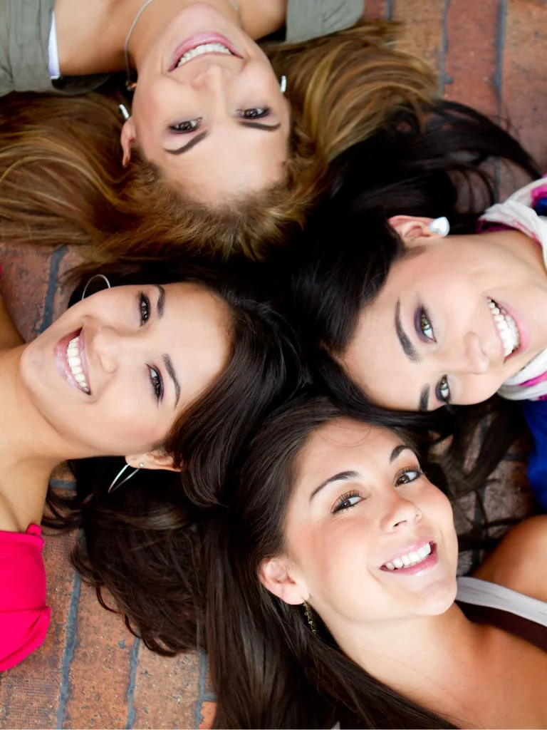 a top shot of 4 moms