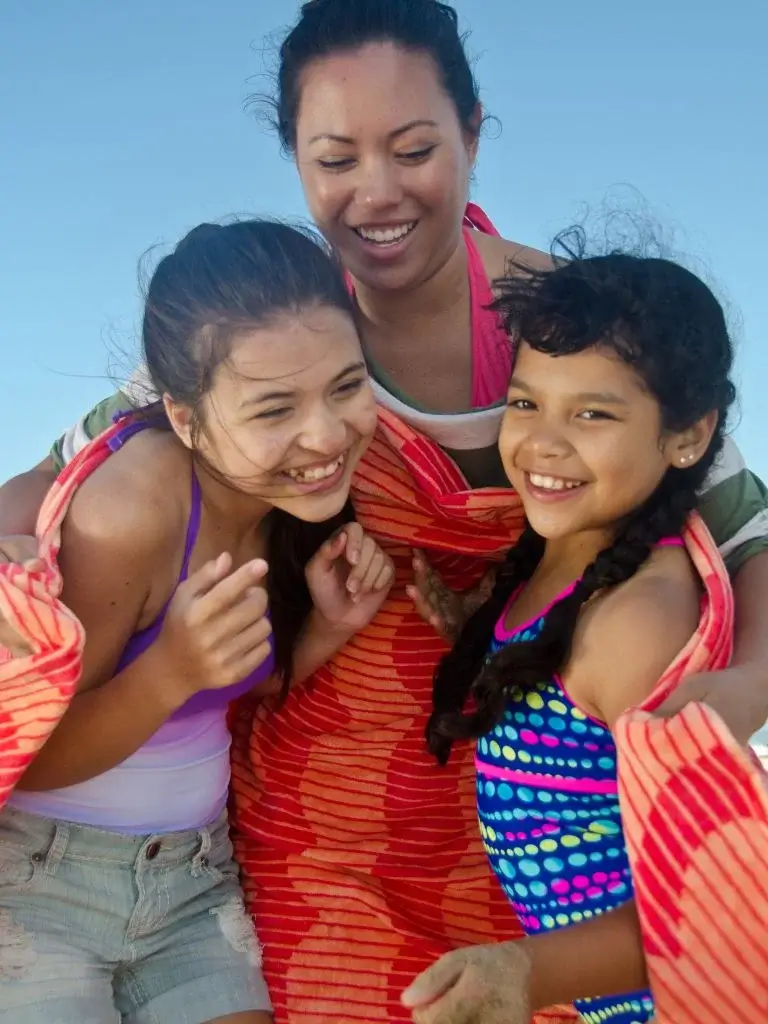 a mom having fun with her son and daughter