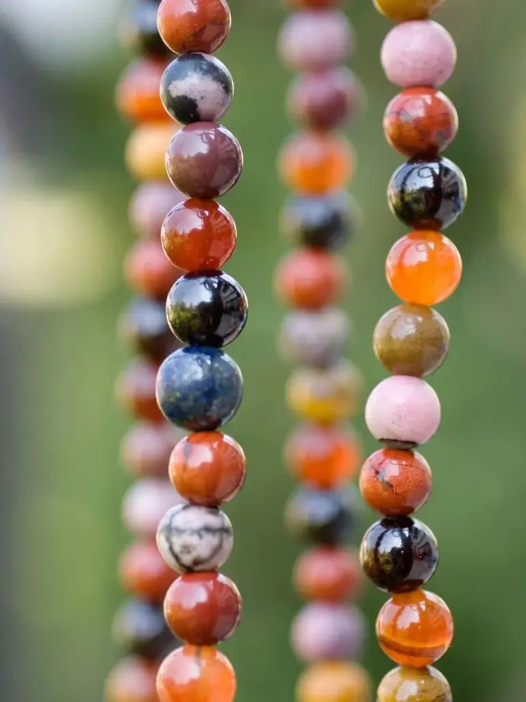 colorful beads threaded together in a string